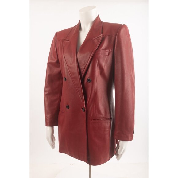 Gucci Womens Vintage Leather Jacket Blazer Red Sz 40 US S Small 1980s Excellent - Picture 3 of 6